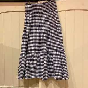 Navy and white plaid skirt